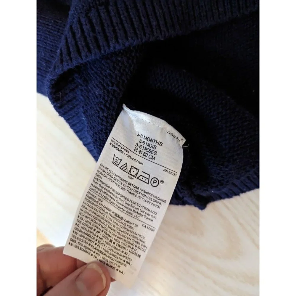 Baby Gap Navy Blue Knit Long Sleeve Sweater Dress Infant Girl 3-6 months
